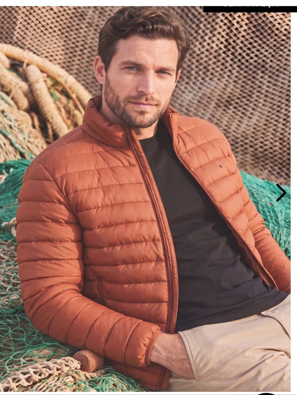 Aleatory Men's Quilted Puffer Jacket in Rust